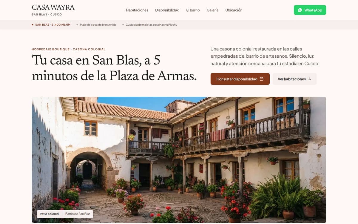 Diseño de ejemplo "Casa Wayra" en una laptop