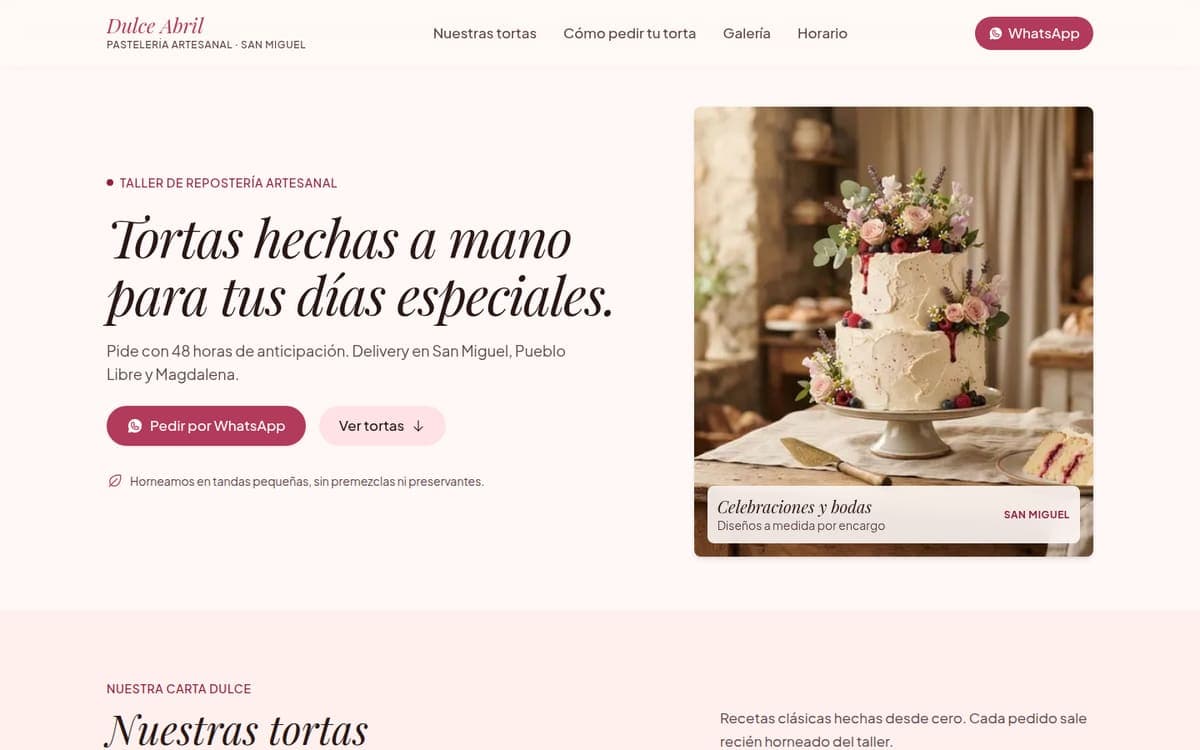 Diseño de ejemplo "Dulce Abril" en una laptop